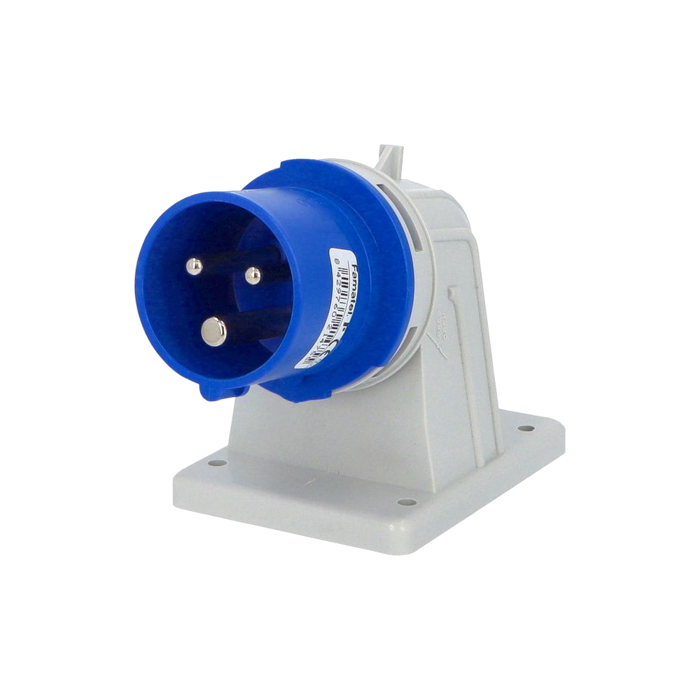 Wall-mounted angled plug 90° 2P+E 16A IP44 SpeedPRO
