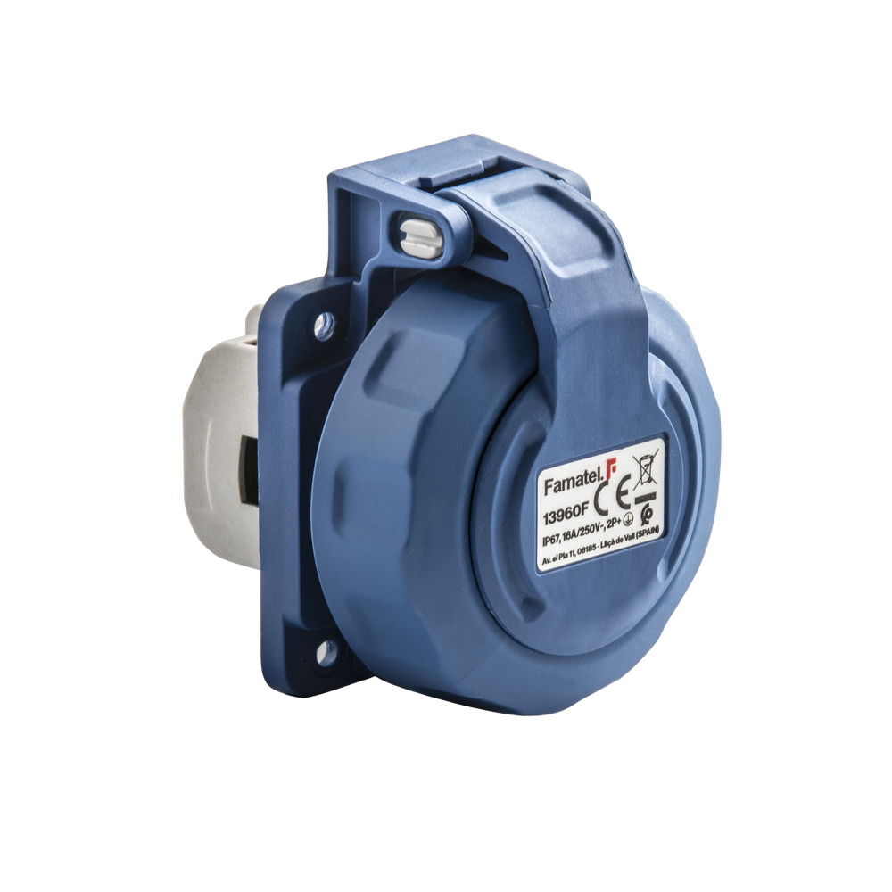 Schuko panel socket 2P+TTL 16A IP68 SpeedPRO