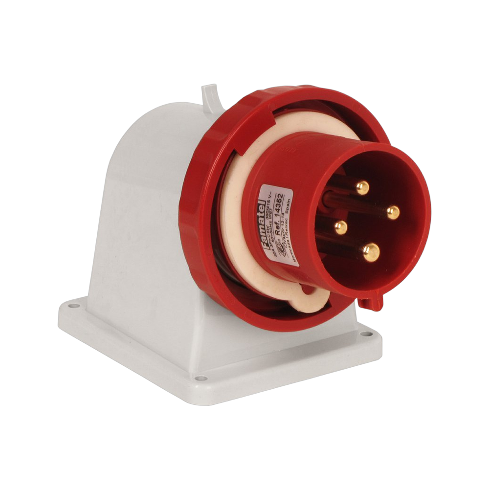 Wall-mounted angled plug 90° 3P+E 32A IP67 SpeedPRO