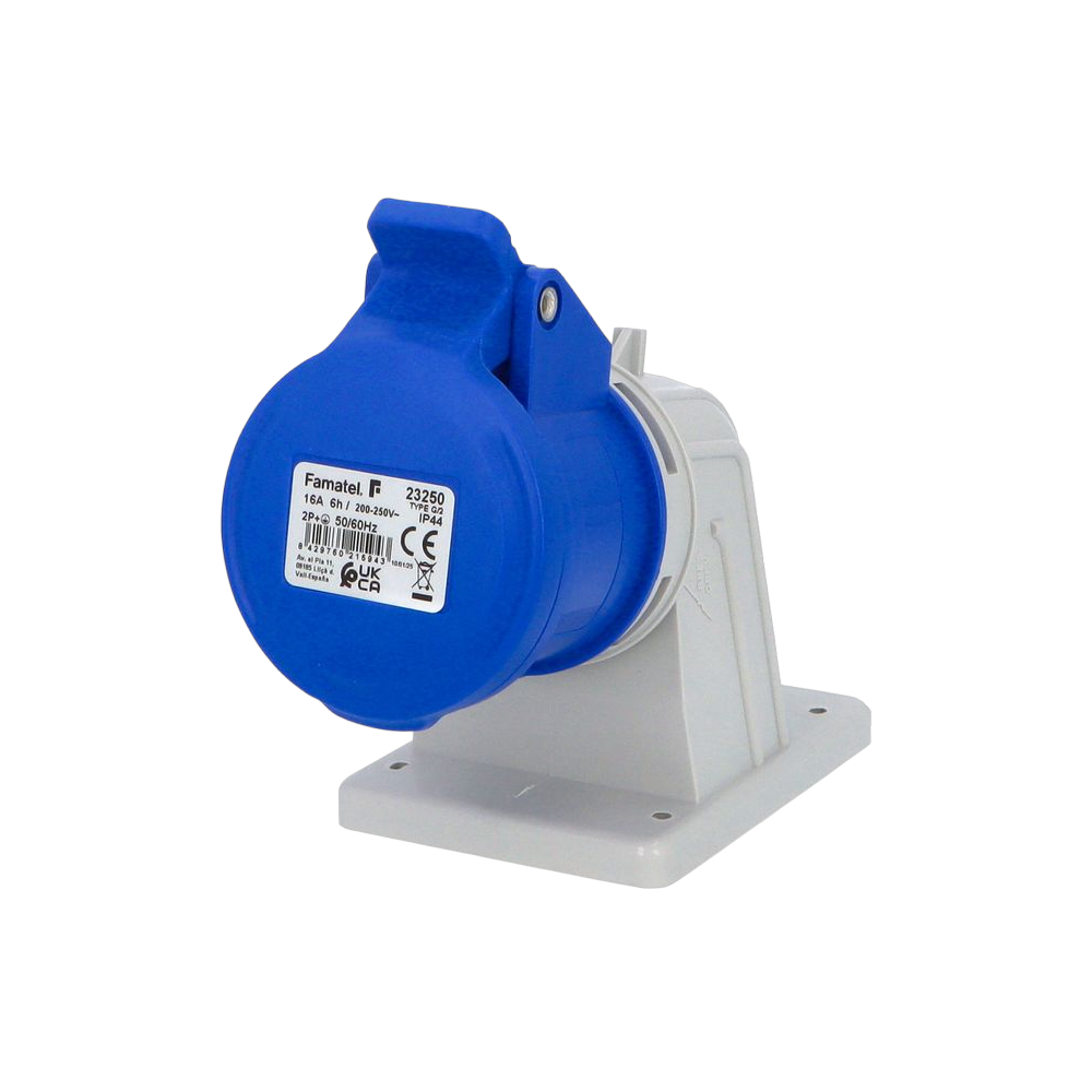Wall-mounted angled socket 90° 2P+E 16A IP44 SpeedPRO