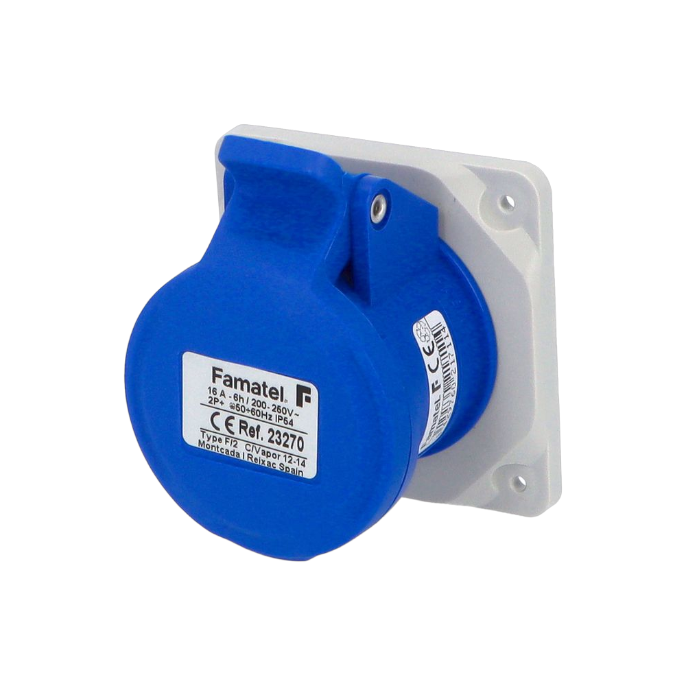Straight panel socket 2P+E 16A IP44/54 SpeedPRO