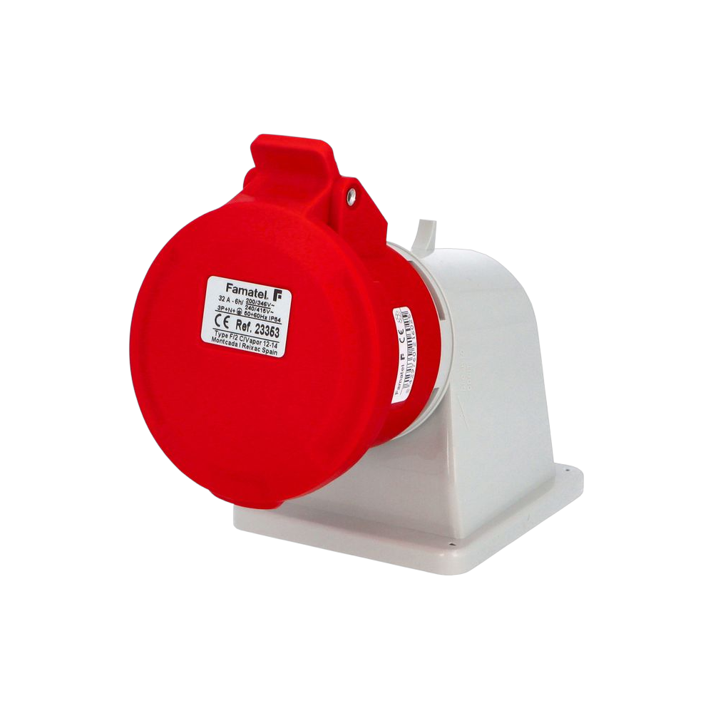 Wall-mounted angled socket 90° 3P+N+E 32A IP44 SpeedPRO