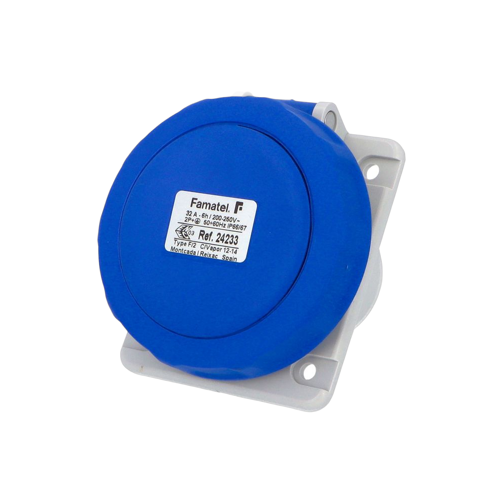 Angled panel socket 10° 2P+E 32A IP67 SpeedPRO