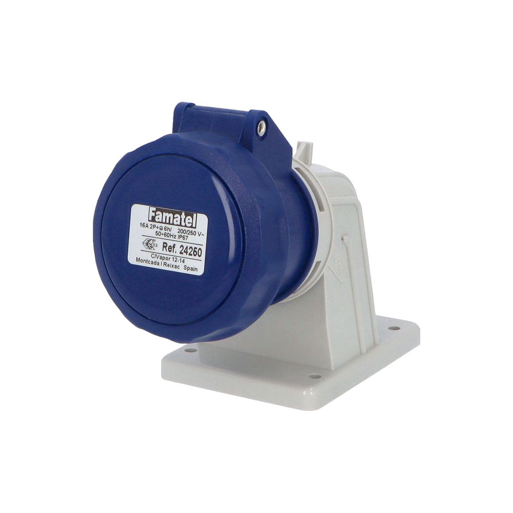 Wall-mounted angled socket 90° 2P+E 16A IP67 SpeedPRO
