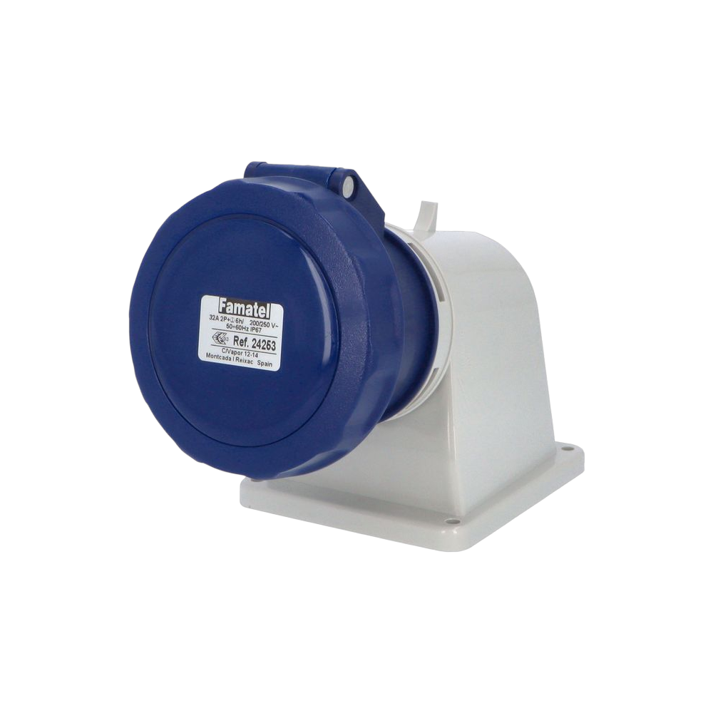 Wall-mounted angled socket 90° 2P+E 32A IP67 SpeedPRO