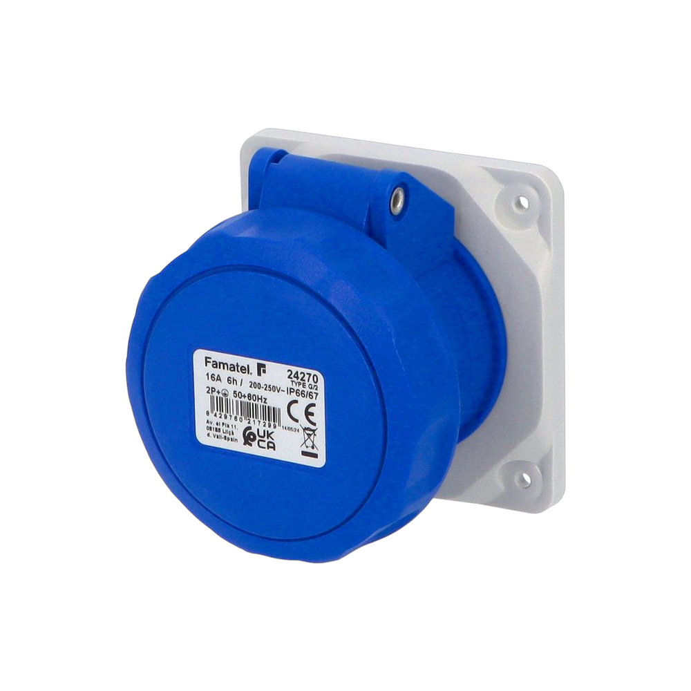 Straight panel socket 2P+E 16A IP66/67 SpeedPRO