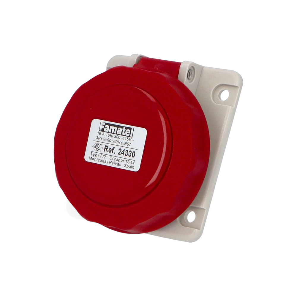Angled panel socket 10° 3P+E 16A IP67 SpeedPRO