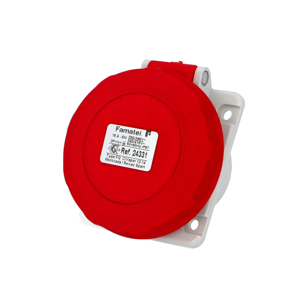 Angled panel socket 10° 3P+N+T 16A IP67 SpeedPRO