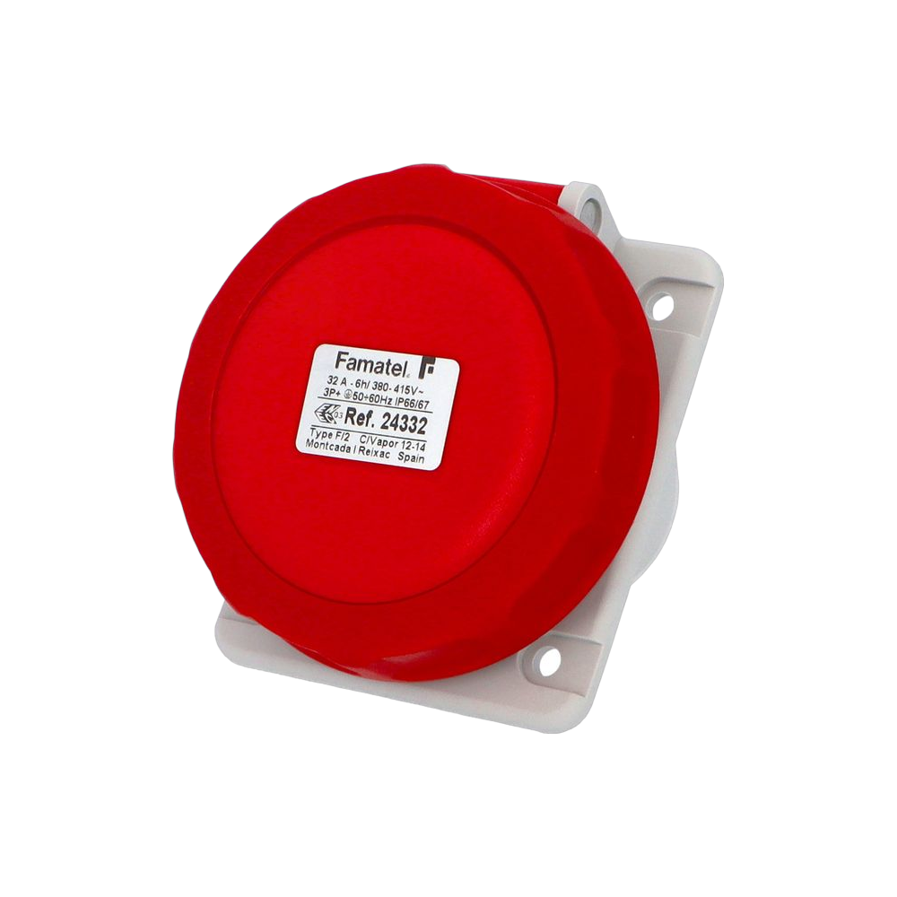 Angled panel socket 10° 3P+E 32A IP67 SpeedPRO