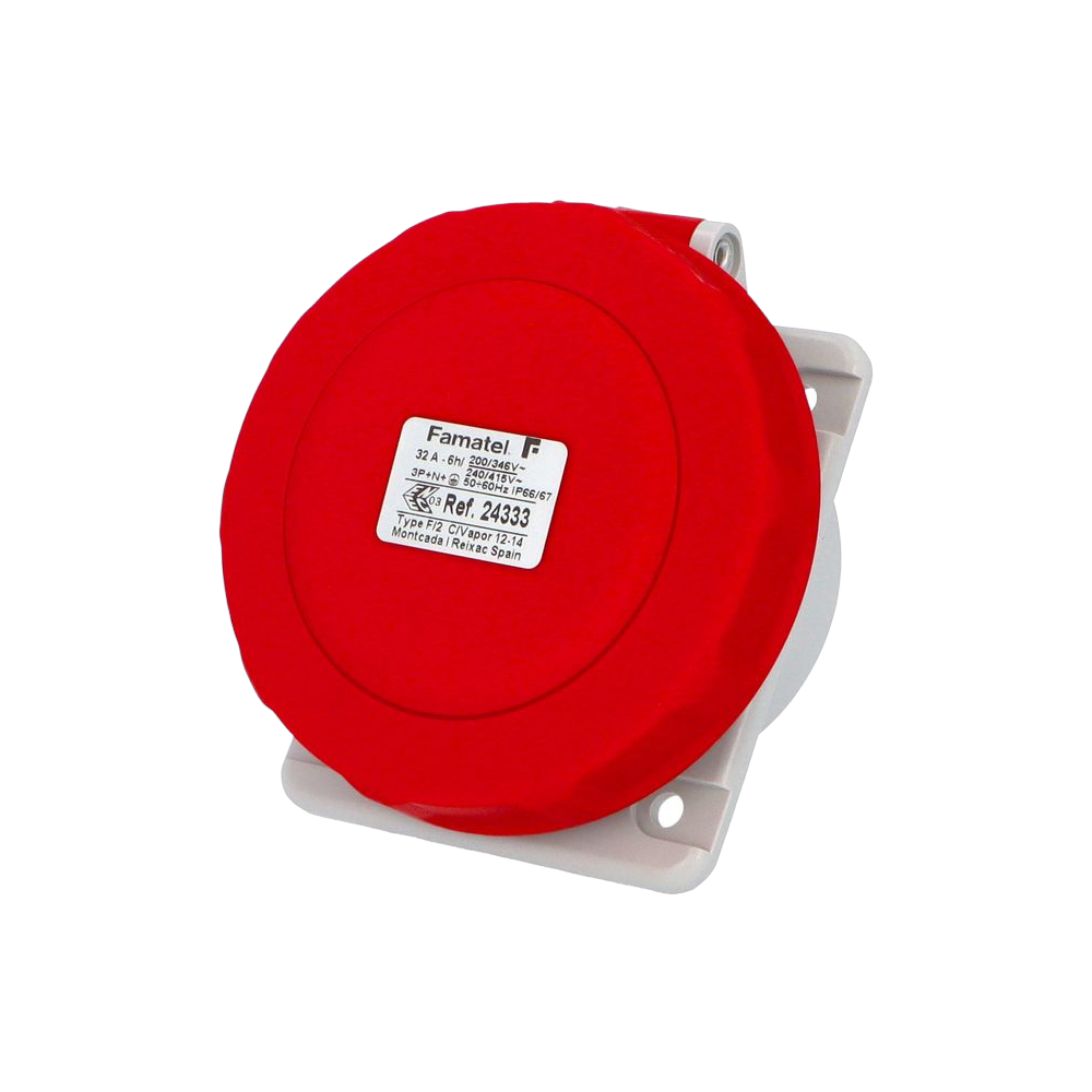 Angled panel socket 10° 3P+N+E 32A IP67 SpeedPRO