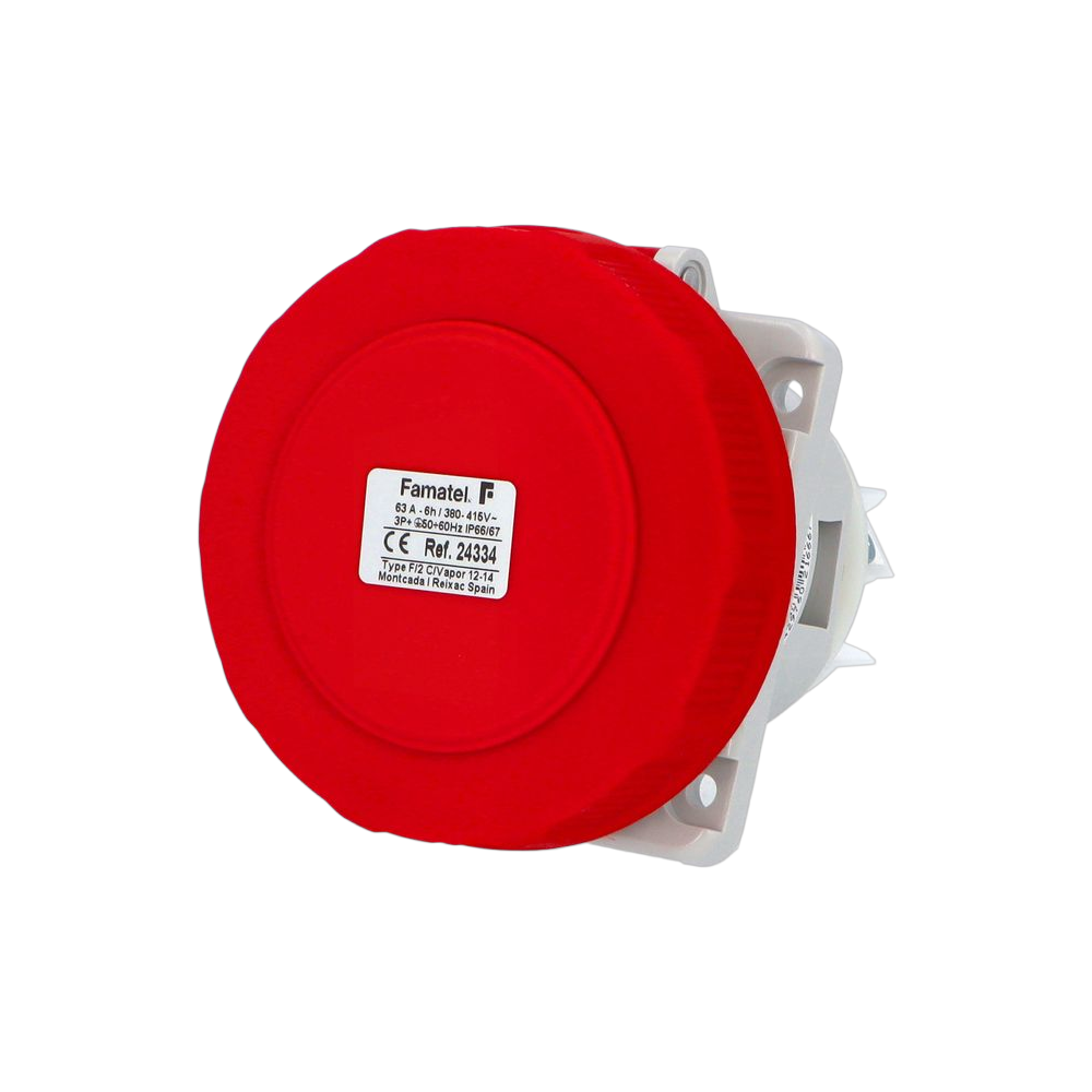 Angled panel socket 10° 3P+E 63A IP67 SpeedPRO