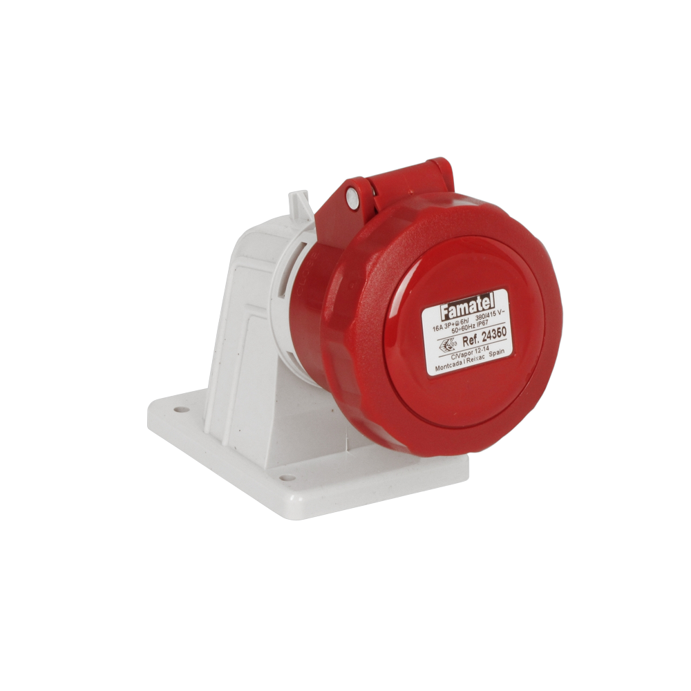 Wall-mounted angled socket 90° 3P+E 16A IP67 SpeedPRO