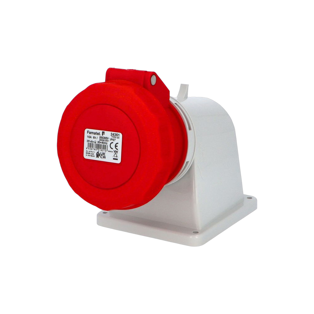 Wall-mounted angled socket 90° 3P+N+E 16A IP67 SpeedPRO