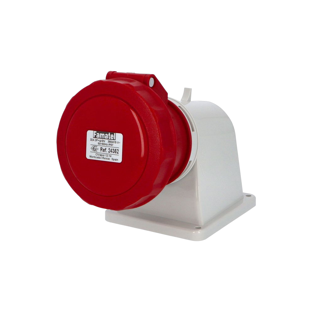 Wall-mounted angled socket 90° 3P+E 32A IP67 SpeedPRO