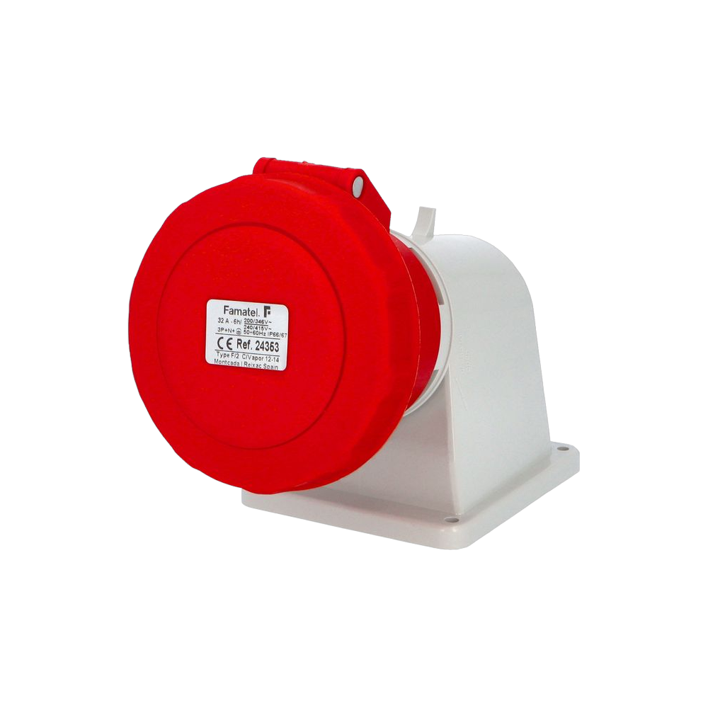 Wall-mounted angled socket 90° 3P+N+E 32A IP67 SpeedPRO