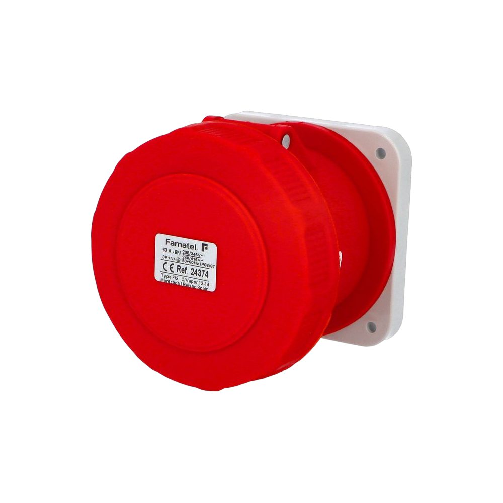 Straight panel socket 3P+E 63A IP67 SpeedPRO