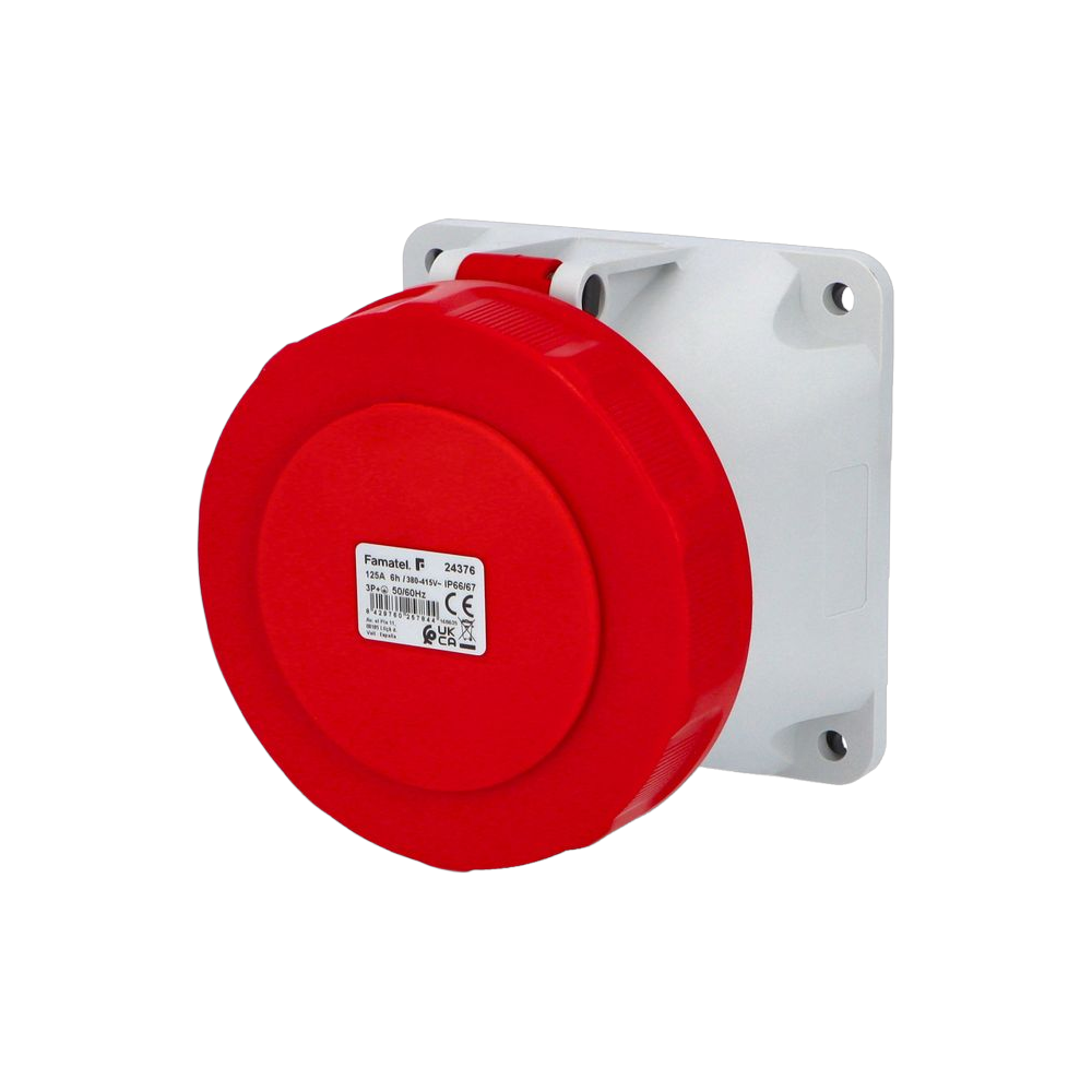 Straight panel socket 3P+E 125A IP67 SpeedPRO