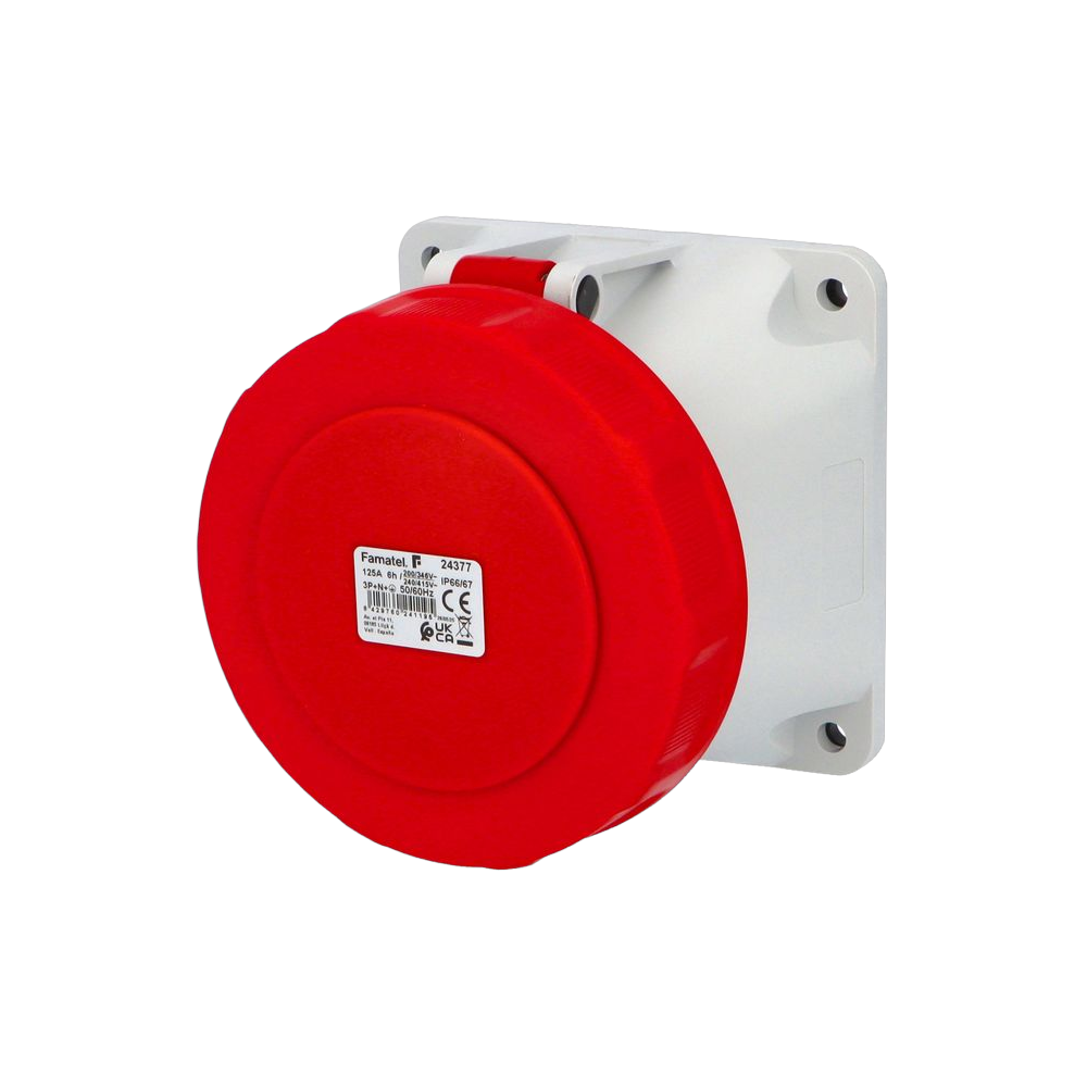 Straight panel socket 3P+N+E 125A IP67 SpeedPRO