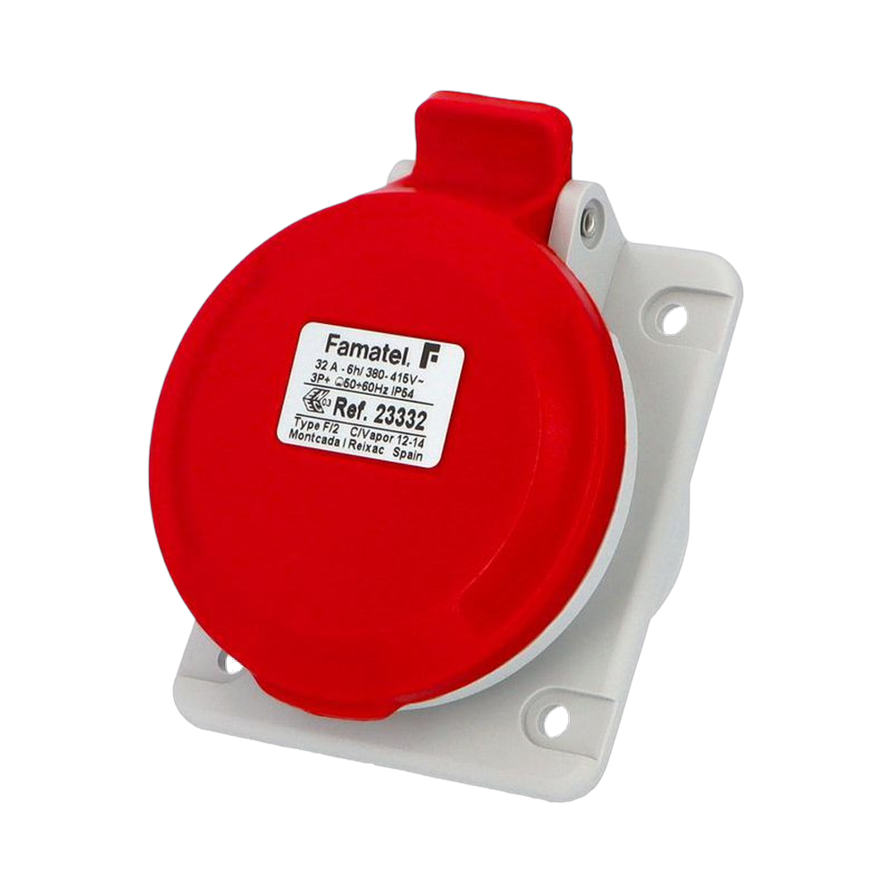 Angled panel socket 10° 3P+T 32A IP44/54 SpeedPRO