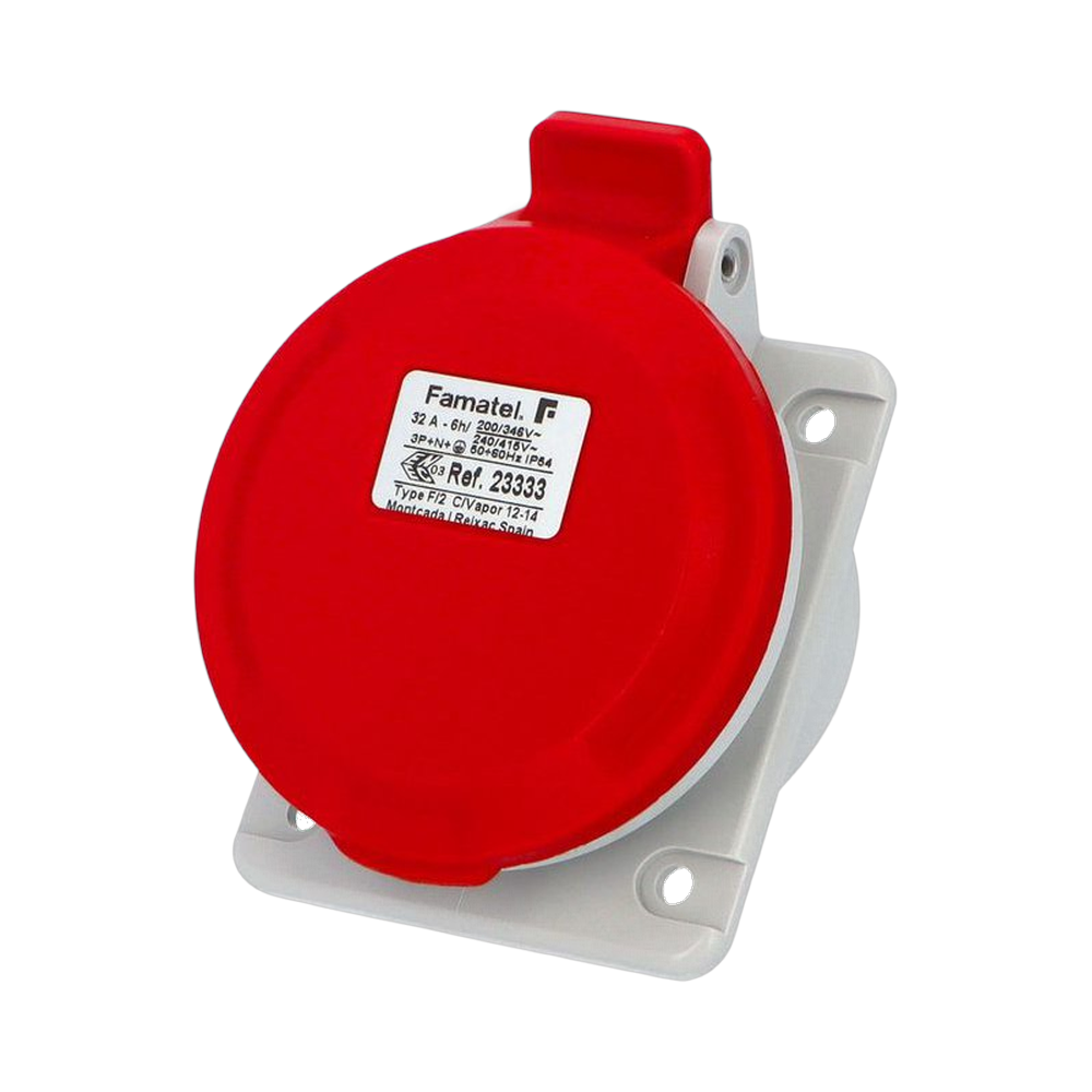 Angled panel socket 10° 3P+N+T 32A IP44/54 SpeedPRO